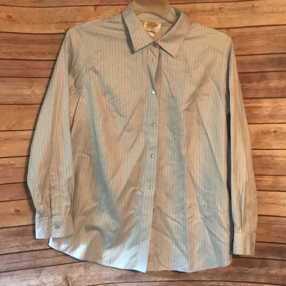 Talbots Light Blue and White Pinstripe Button-Down Shirt